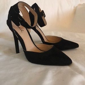 Faux Suede Ankle Strap Pumps